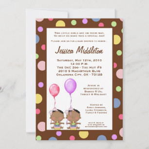 5x7 African American TWINS Baby Shower Invitation Einladung