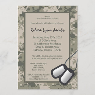 5x7 Anniversaire Invitation ARMY Camo ACU Imprimer