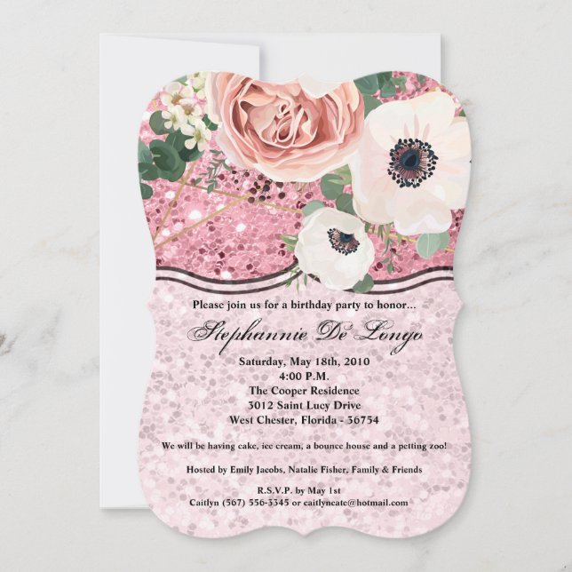 5x7 Anniversaire Invitation Jardin Géométrique Ros (Devant)