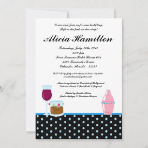5x7 Aqua Blue Cocktails Bachelorette Invitation