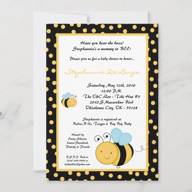 5x7 Baby shower de bourdon de miel Invitation (Devant)