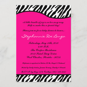 5x7 Baby Shower Einladung Hot Pink Zebramuster