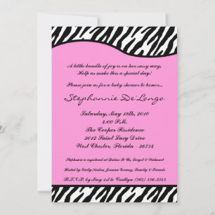 5x7 Baby Shower Einladung mit hellrosa Zebramuster