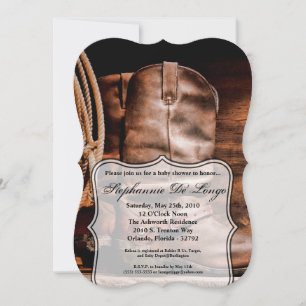 5x7 Baby shower Invitation Cowboy Bottes Barne Boi