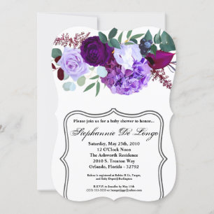 5x7 Baby shower Invitation Lavande Hibiscus sur