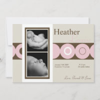 5x7 BabyGirl Retro Circle photo Faire-part de nais