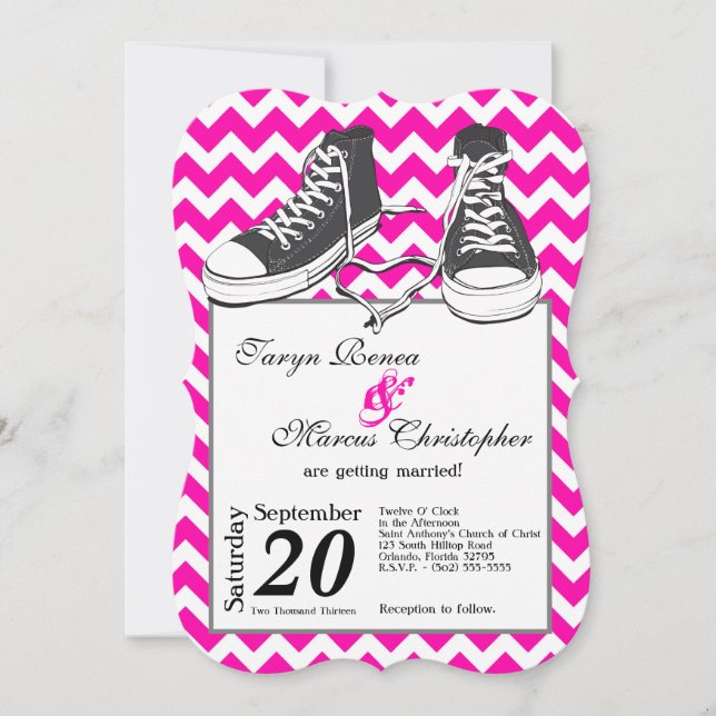 5x7 Baskets adolescents Chevron Faire-part de mari (Devant)