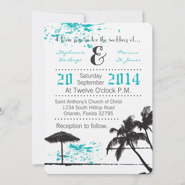5x7 Beach Breeze Ocean Water Faire-part de mariage (Devant)