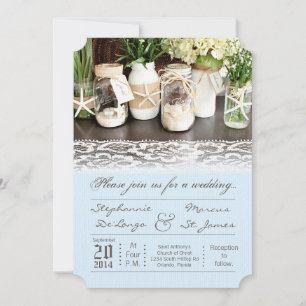 5x7 Beach Ocean Mason Jars Faire-part de mariage