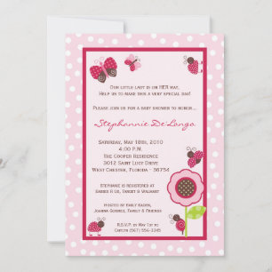 5x7 Berry Garden Lady Bug Baby Shower Einladung