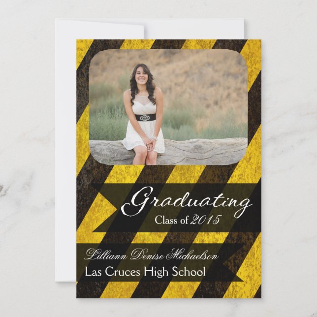 5x7 Bio Hazard Crime Scène Tap Senior Faire-part (Devant)