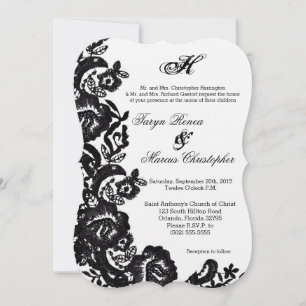 5x7 Black Lace Damas Faire-part de mariage antique