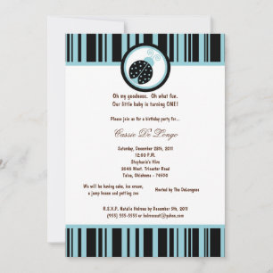 5x7 Black Lady Bug Invitation de fête d'anniversai