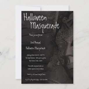 5x7 Black Masquerade Halloween Kostüm Einladung