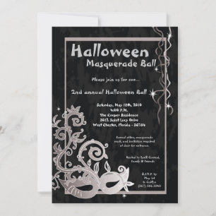 5x7 Black Masquerade Invitation à la boule d'Hallo