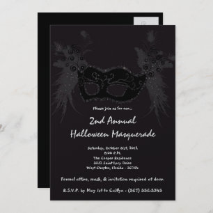 5x7 Black Masquerade Noël Invitation XMAS