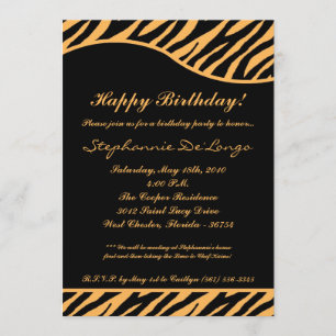 5x7 Black Tiger Imprimer Invitation d'anniversaire