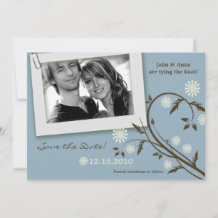 5x7 Blaue Blumen Hochzeit Ankündigungskarte Save The Date