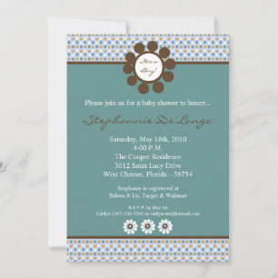 5x7 Blaue Süßherz-Polka-Punkt-Baby-Shower-Einladun Einladung
