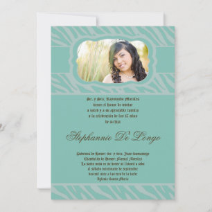 5x7 Blu Zebra Imprimer Quinceanera Invitation