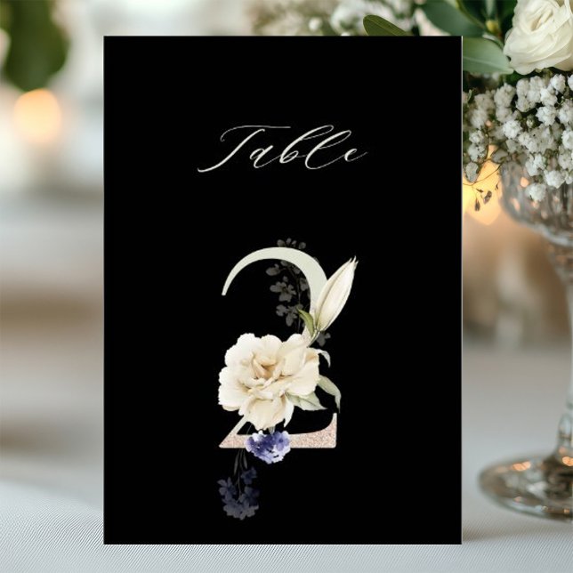 5x7 Botanische Blumen-Tafelnummer 2, Schwarze Tafe Einladung (Von Creator hochgeladen)