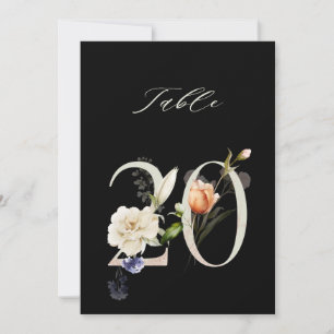 5x7 Botanische Blumige Nummer 20, Schwarze Tischnu Einladung