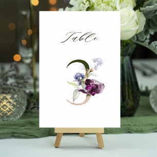 5x7 Botanische Blumige Zahl 3, Tischkarte Einladung