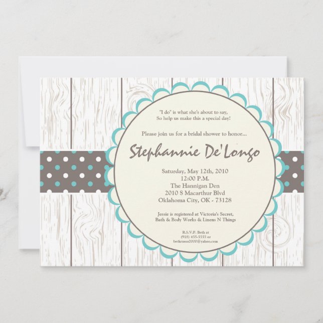 5x7 Boy Blue Polkadot Bridal Shower Invitation (Devant)