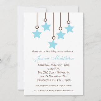 5x7 Boy Boyish Blue Mobile Baby shower Invitation