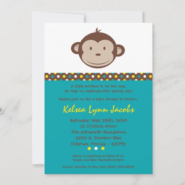 5x7 Boy Modern Mod Baby shower Invitation (Devant)