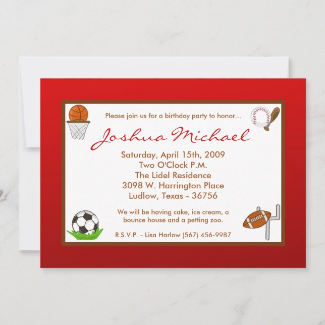 5x7 Boy Sports Football Invitation à la fête d'ann (Devant)