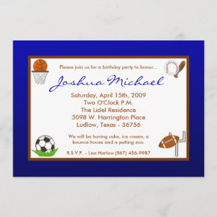 5x7 Boy Sports Football Invitation à la fête d'ann