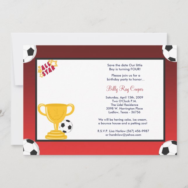 5x7 Boy Sports Soccer Baby shower Invitation (Devant)