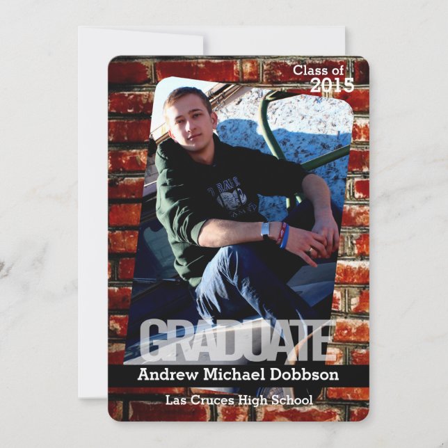 5x7 Brick Wall Grunge Building Senior Faire-part (Devant)