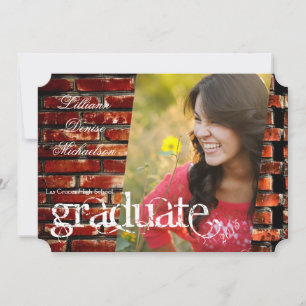 5x7 Brick Wall Grunge Building Senior Faire-part