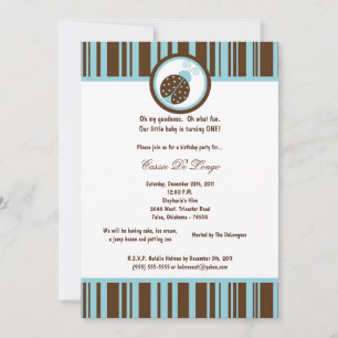 5x7 Brown Lady Bug Anniversaire Invitation de fête