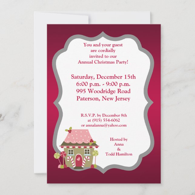 5x7 Candy Land House Invitation (Devant)