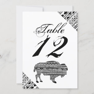 5x7 Carte Numéro de tableau Boho Buffalo Tribal Mo