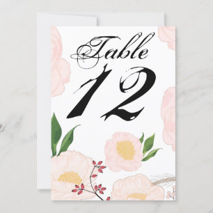 5x7 Carte Numéro de tableau Fleurs florales blanch