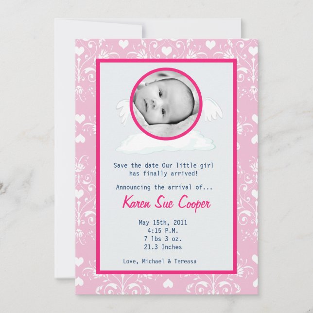 5x7 Cercle avec Faire-part de naissance PHOTO d'ai (Devant)