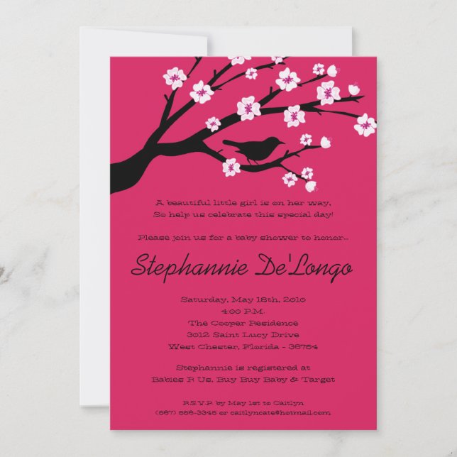 5x7 Cherry Blossom Tree Baby shower Invitation (Devant)