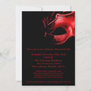 5x7 Christmas XMAS Masquerade Ball Mask Einladung