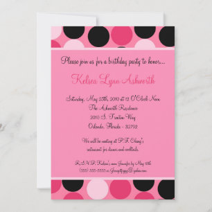 5x7 Colorful Pink Poka Dot Invitation Anniversaire