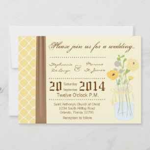 5x7 Country Mason Jar Flowers Wedding Invitation Einladung
