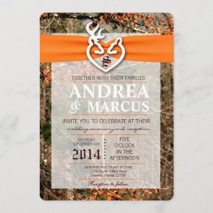 5x7 Deer Couple Doe Buck Camo Faire-part de mariag