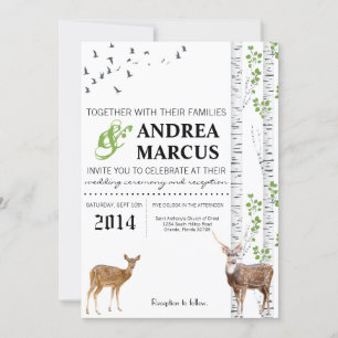 5x7 Deer Doe Woodland Buck Faire-part de mariage