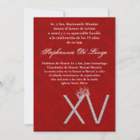 5x7 Diamant-Rubin Quinceanera-Geburtstagseinladung