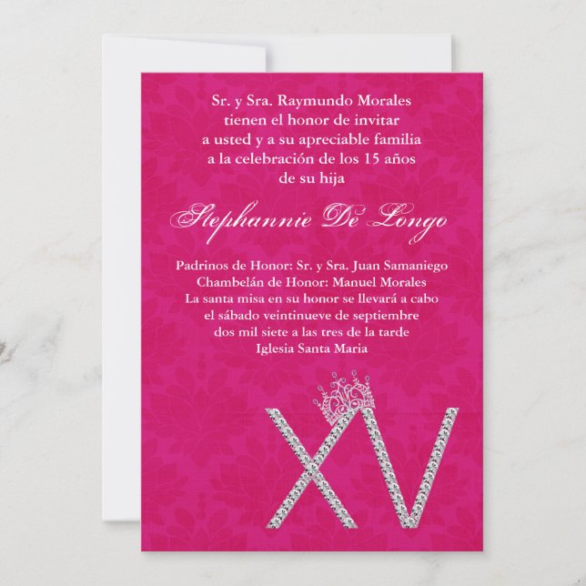 5x7 Diamant Topaz Quinceanera Invitation Anniversa (Devant)