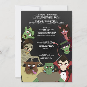 5x7 Dracula-Monster-Halloween-Party-Einladung Einladung