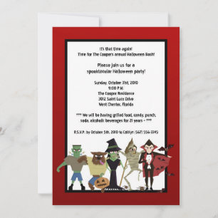 5x7 DraculaMonster Halloween Bash Party Invitation